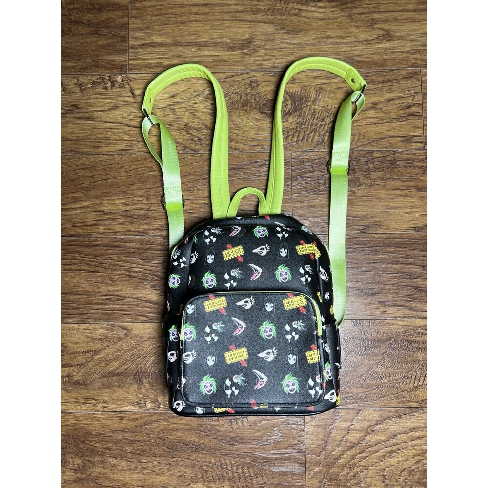 Cakeworthy + Beetlejuice Small Backpack black/lime green excellent condition